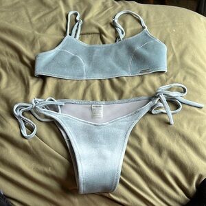 Silver velvet blackbough bikini set